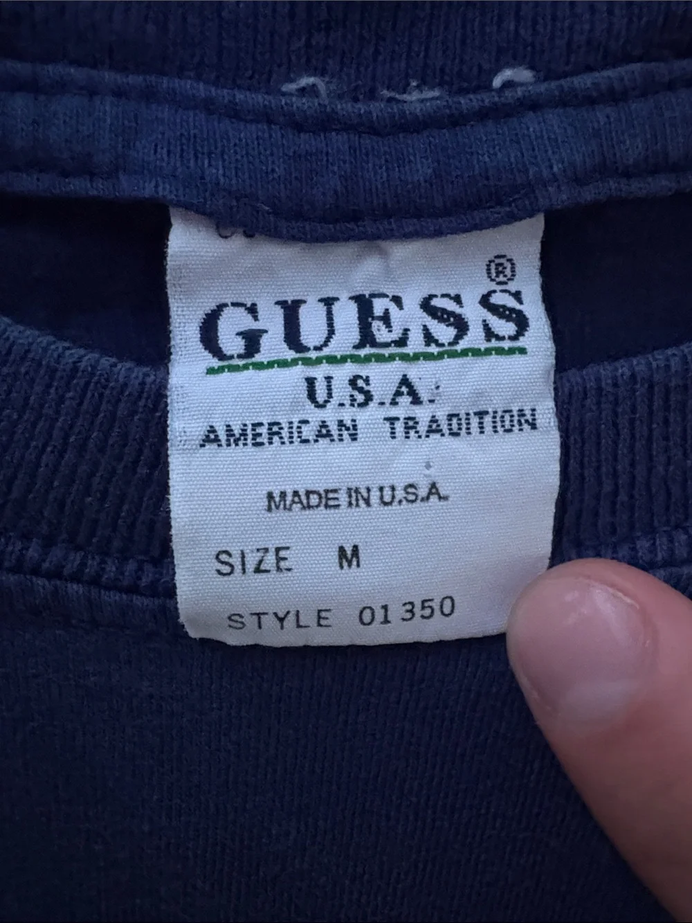 Vintage Guess 1997 Men’s Medium Navy Logo Long Tee - Picture 2 of 3